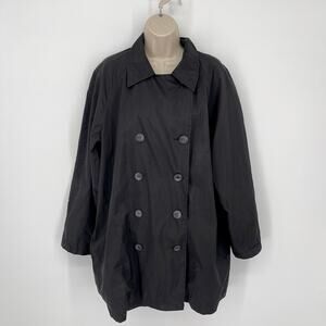 London Fog VINTAGE Double Breasted Windbreaker Coat *SPOTS* Sz M Women's Black